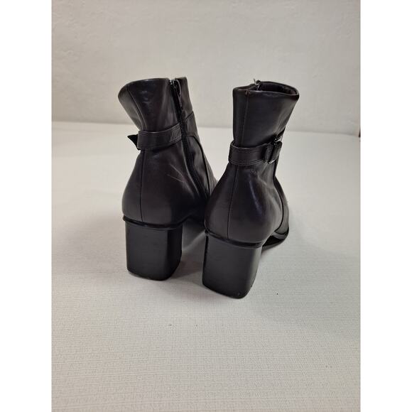 Liz Claiborne Halton Women's 7.5M Ankle Boots Brown Leather Side Zipper - Picture 4 of 8